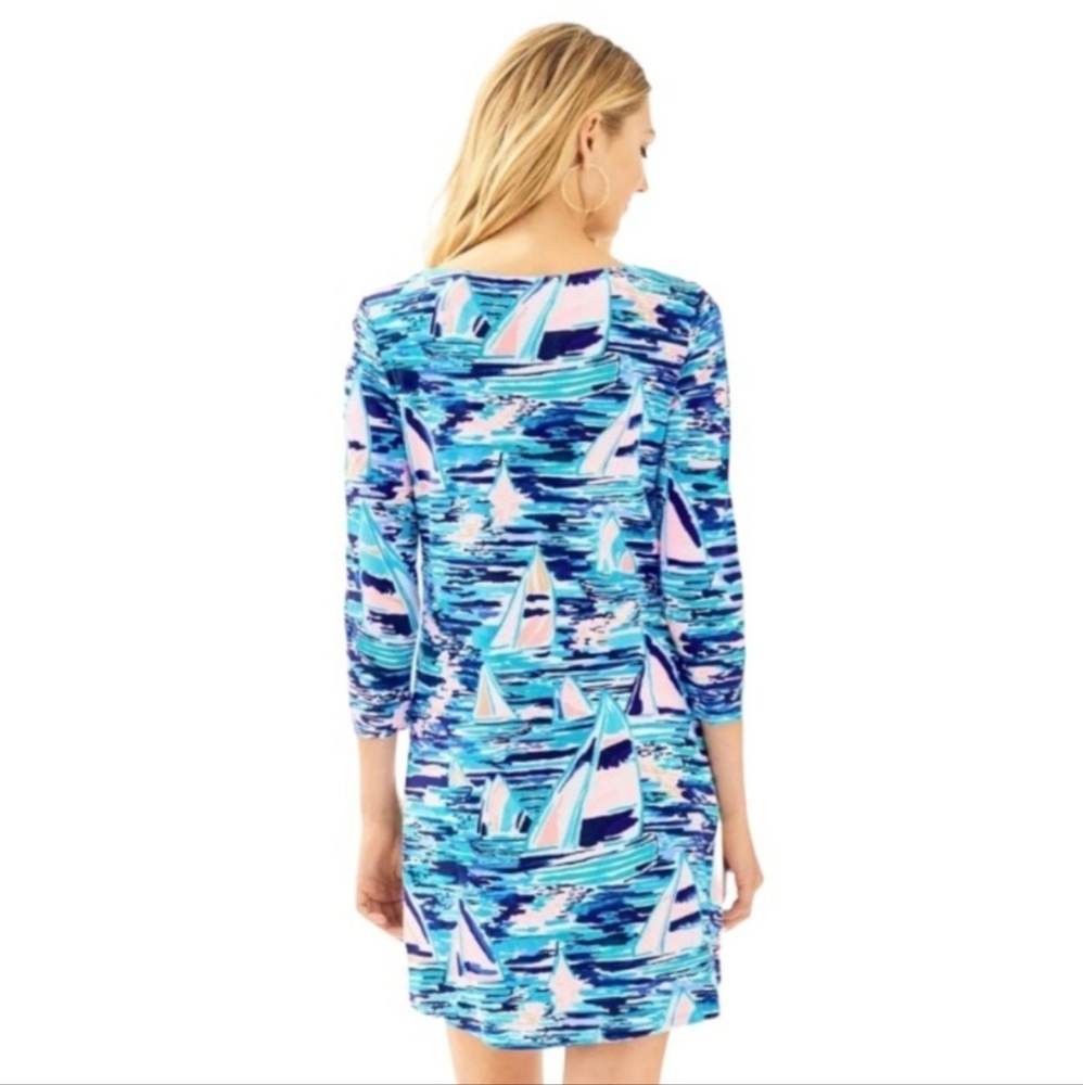 Lilly Pulitzer Tammy UPF 50+ Pier Pressure Print 3/4 Sleeve Dress Multicolor  XS - Picture 3 of 12